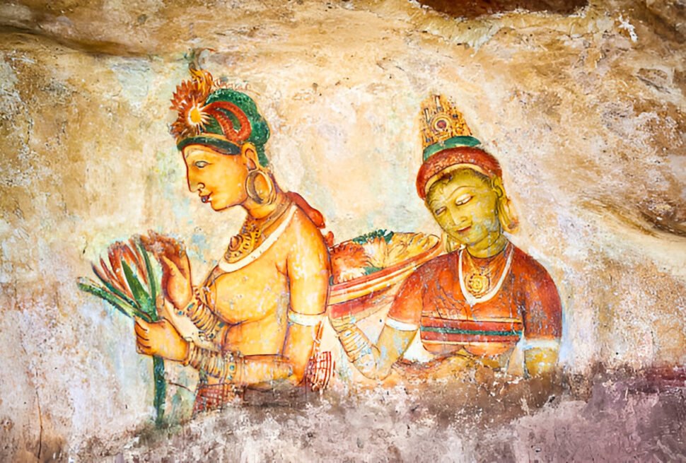 Historic painted figures at Sigiriya