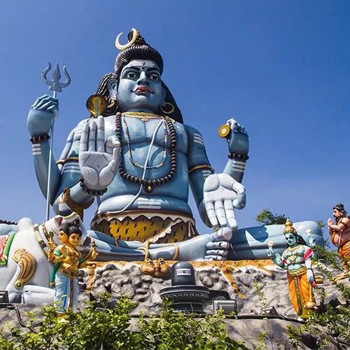 Shiva statue in an existing JK Travels devotional photograph